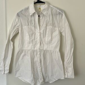 Anthropologie White Fit & Flare Button Up